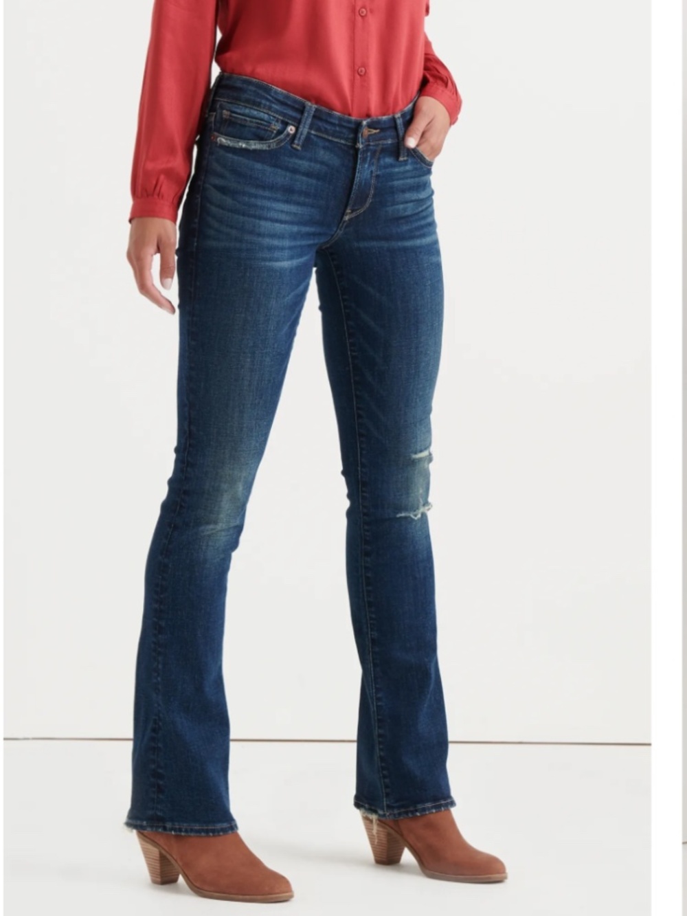 Lucky Brand Sweet Boot Beaver Lake Blue Jean Size 8